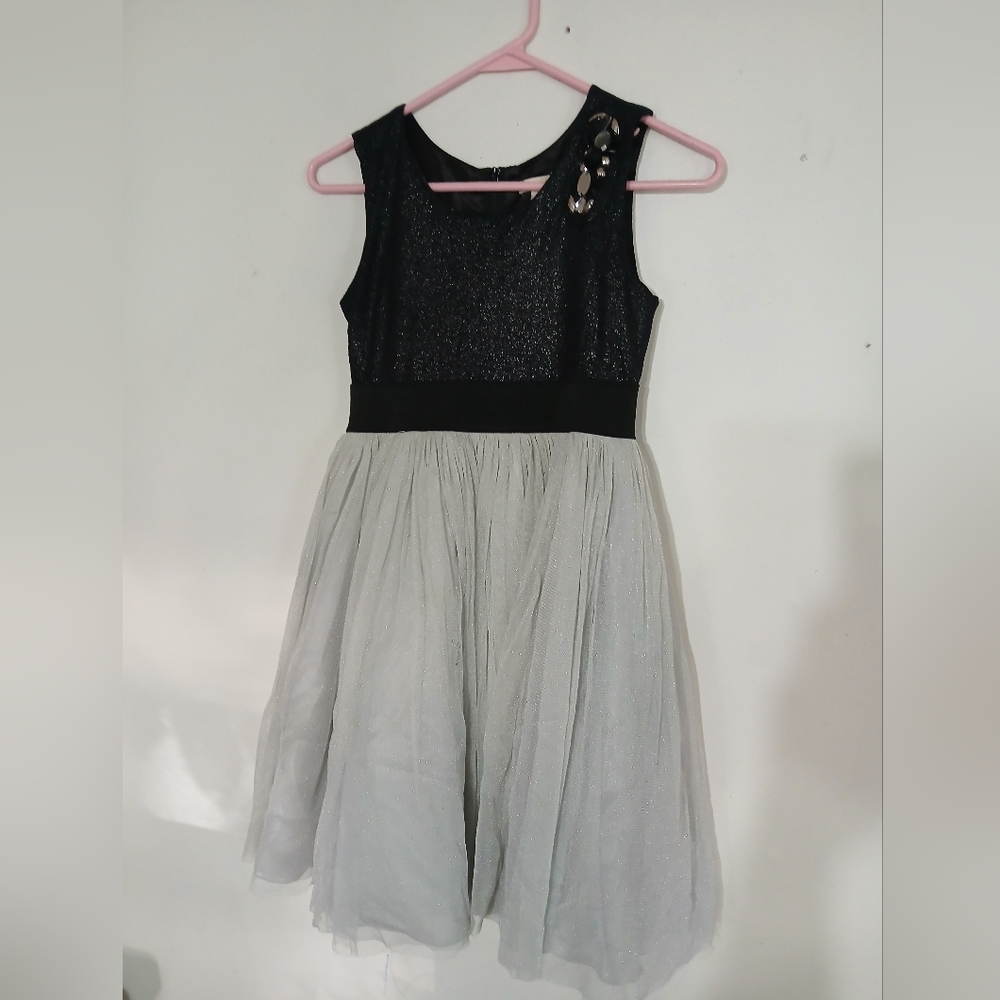 Place 89 Black and Gray Sleeveless Dress with Embellishments (0112)